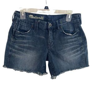 Madewell “The Perfect Jean Shorts” High Rise Frayed Hem Shorts Dark Blue Size 27